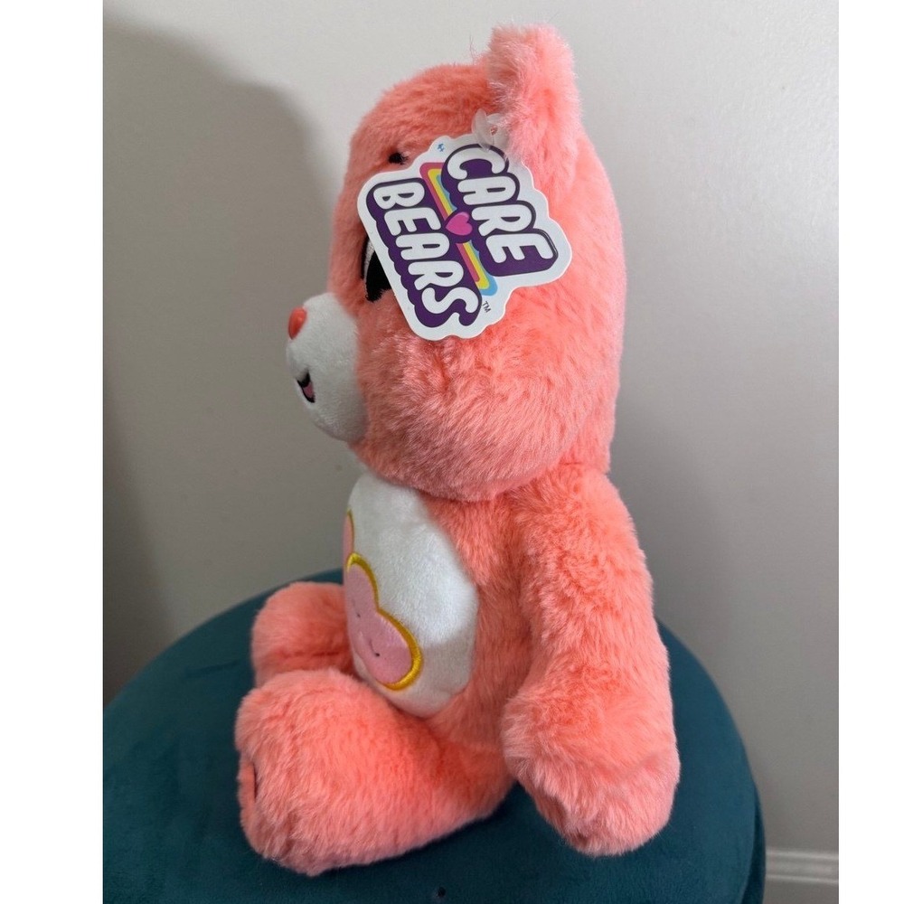 Care Bears Love-a-Lot Bear Plush 11in Pink Unlock the Magic Heart Badge - Picture 3 of 6